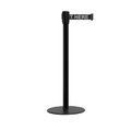 Montour Line Retractable Belt Stanchion, Low Base, 2in Black Post  11' Wait..Belt MX530-BK-PLEAWBW-110